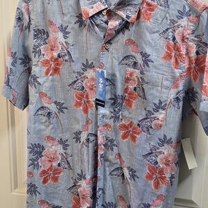 Izod Tropical Floral Men's Shirt in Blue and Red